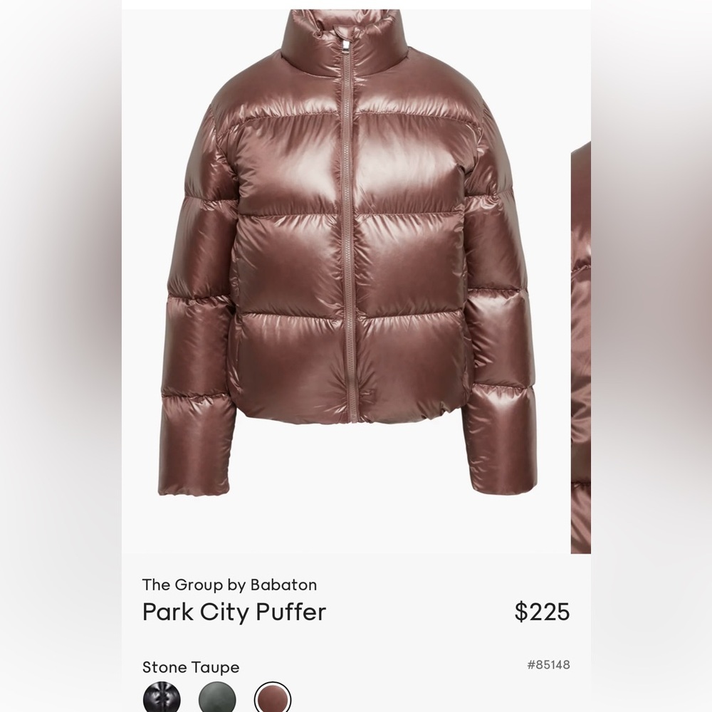 Aritzia Babaton Stone Taupe Puffer Jacket